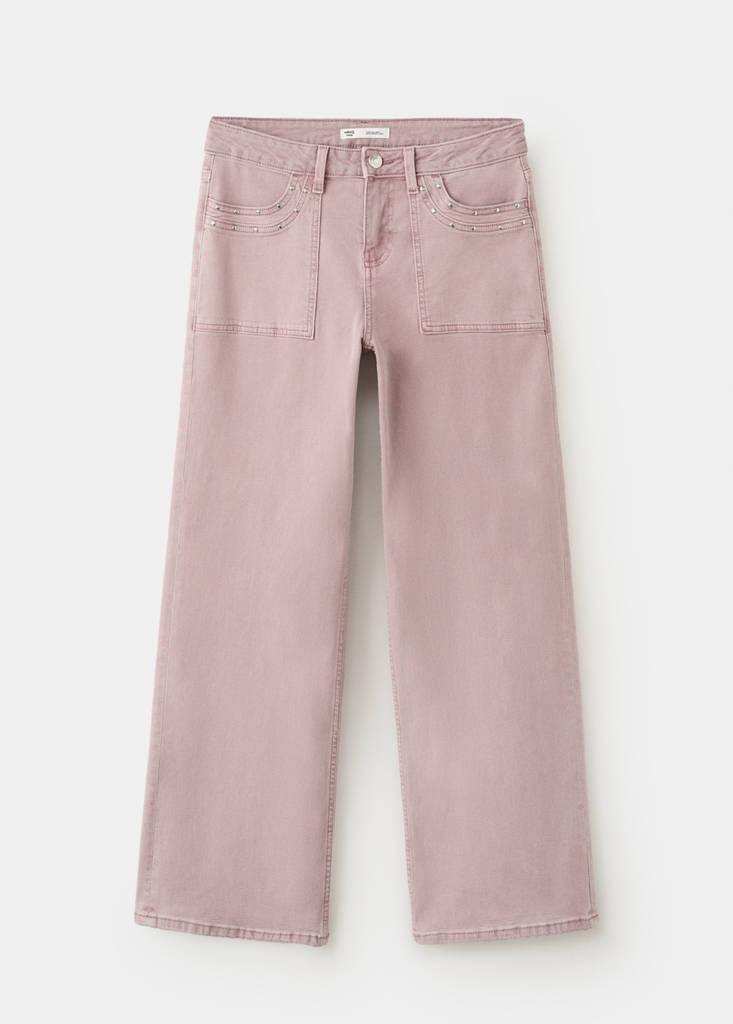 Regular waist studded jeans — Pink