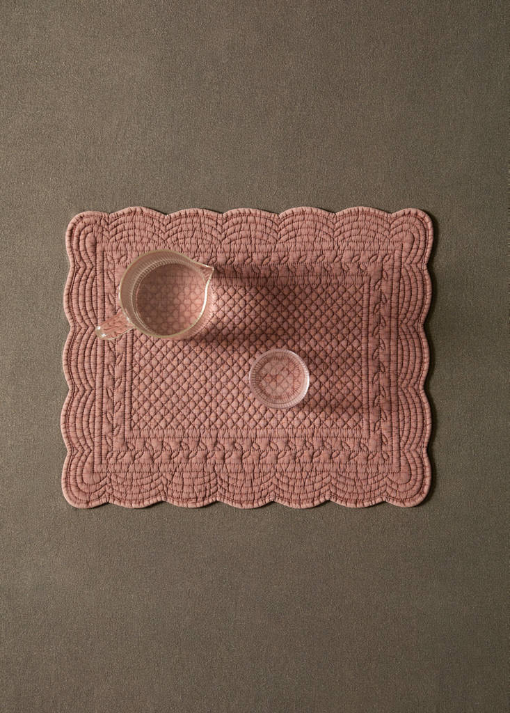 Quilted wave rectangular table mat — Burnt Orange