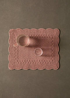 Quilted wave rectangular table mat — Burnt Orange 1