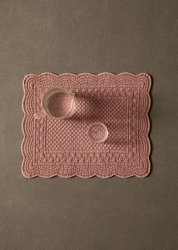 Quilted wave rectangular table mat — Burnt Orange