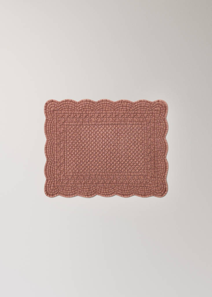 Quilted wave rectangular table mat — Burnt Orange