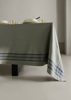 Washed cotton checked tablecloth for 6 to 8 guests — Green 1