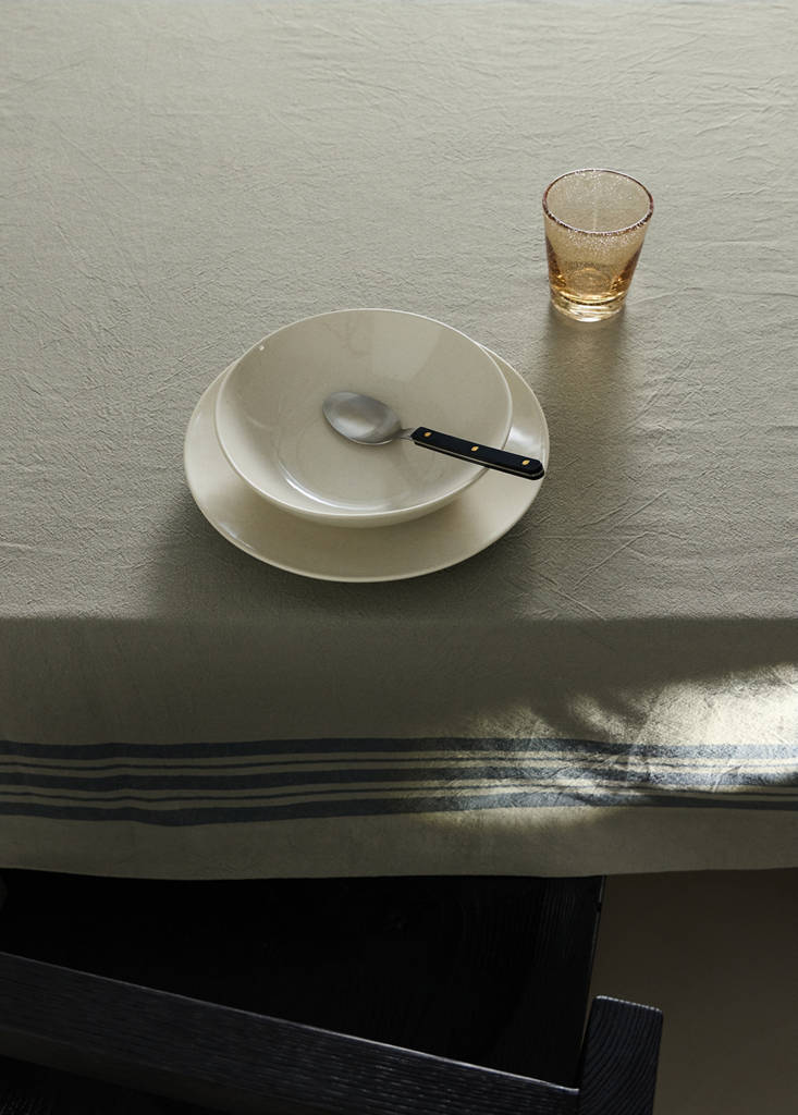 Washed cotton checked tablecloth for 6 to 8 guests — Green