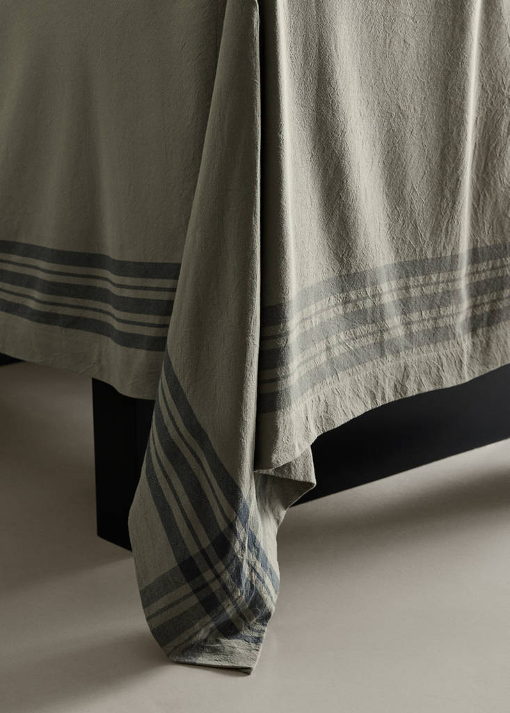 Washed cotton checked tablecloth for 6 to 8 guests — Green