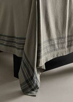 Washed cotton checked tablecloth for 6 to 8 guests — Green 6
