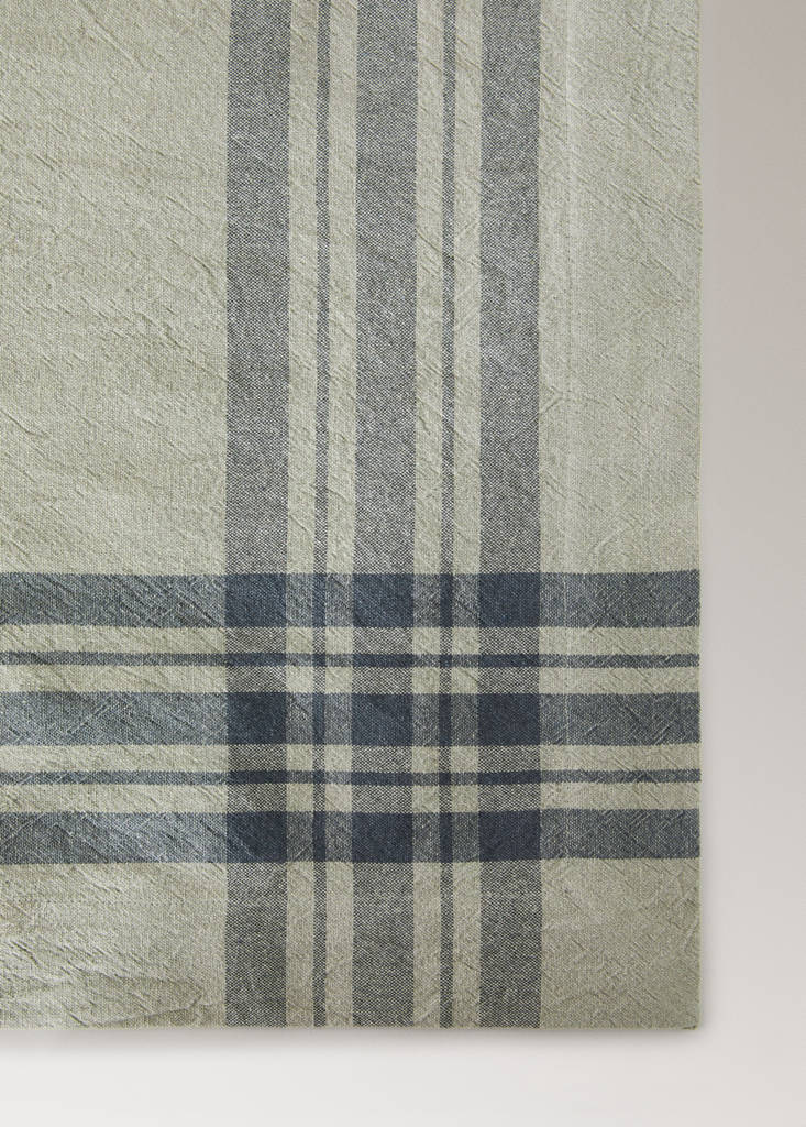 Washed cotton checked tablecloth for 6 to 8 guests — Green