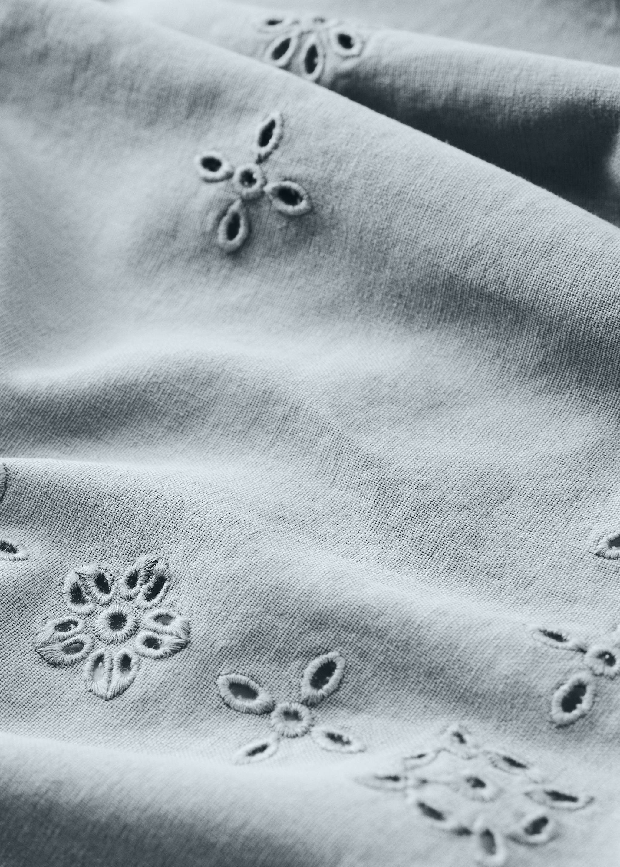 Mantel lino algodón bordado floral 6 a 8 comensales - Detalle del artículo 1