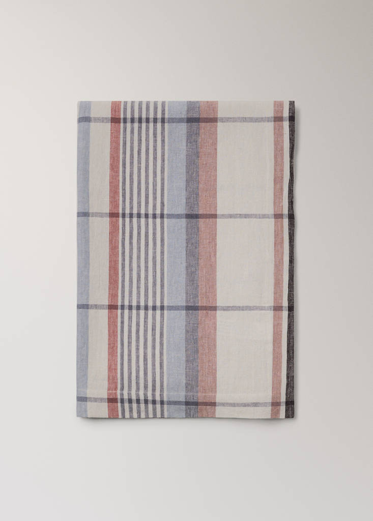 Linen check tablecloth for 6 to 8 place settings — Light/Pastel Grey