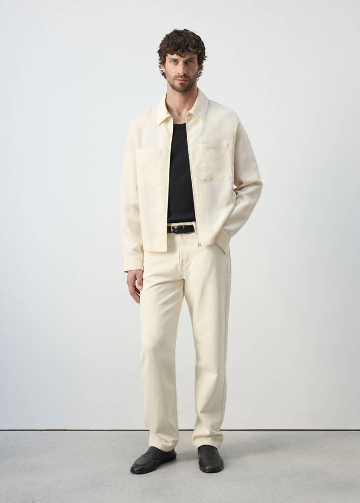 Slim fit lyocell linen jacket with pockets — Off White