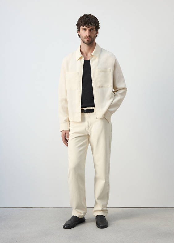 Kurtka slim fit z lyocellu i lnu z kieszeniami