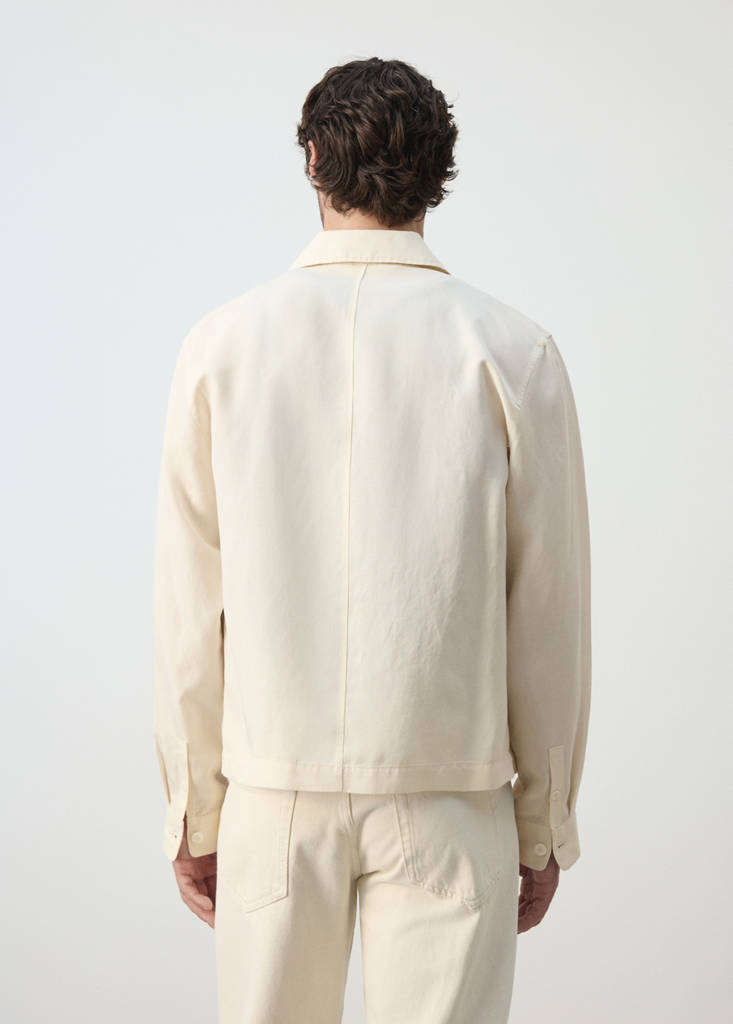 Slim fit lyocell linen jacket with pockets — Off White