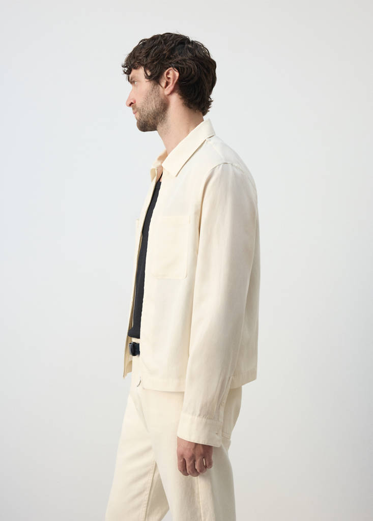 Slim fit lyocell linen jacket with pockets — Off White