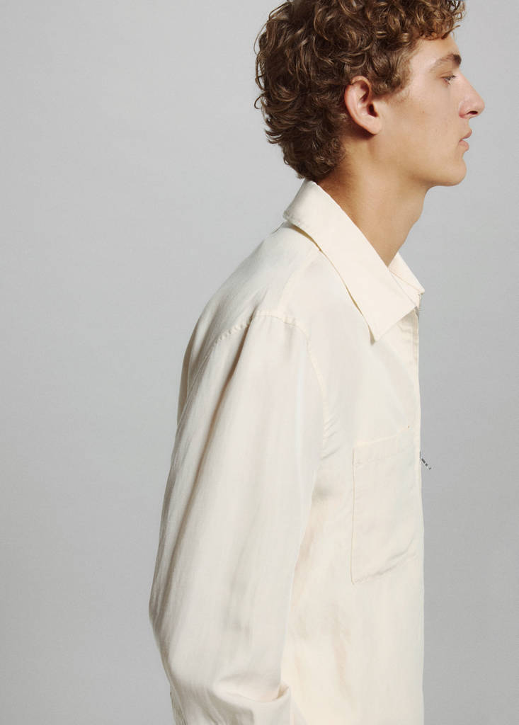 Slim fit lyocell linen jacket with pockets — Off White