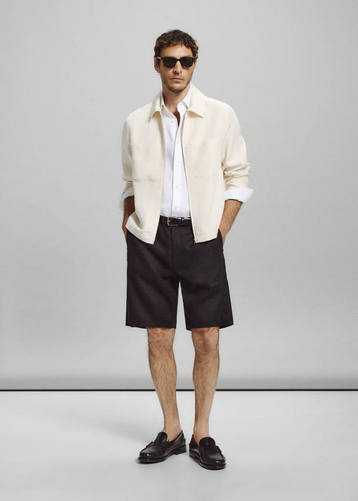 Slim fit lyocell linen jacket with pockets — Off White