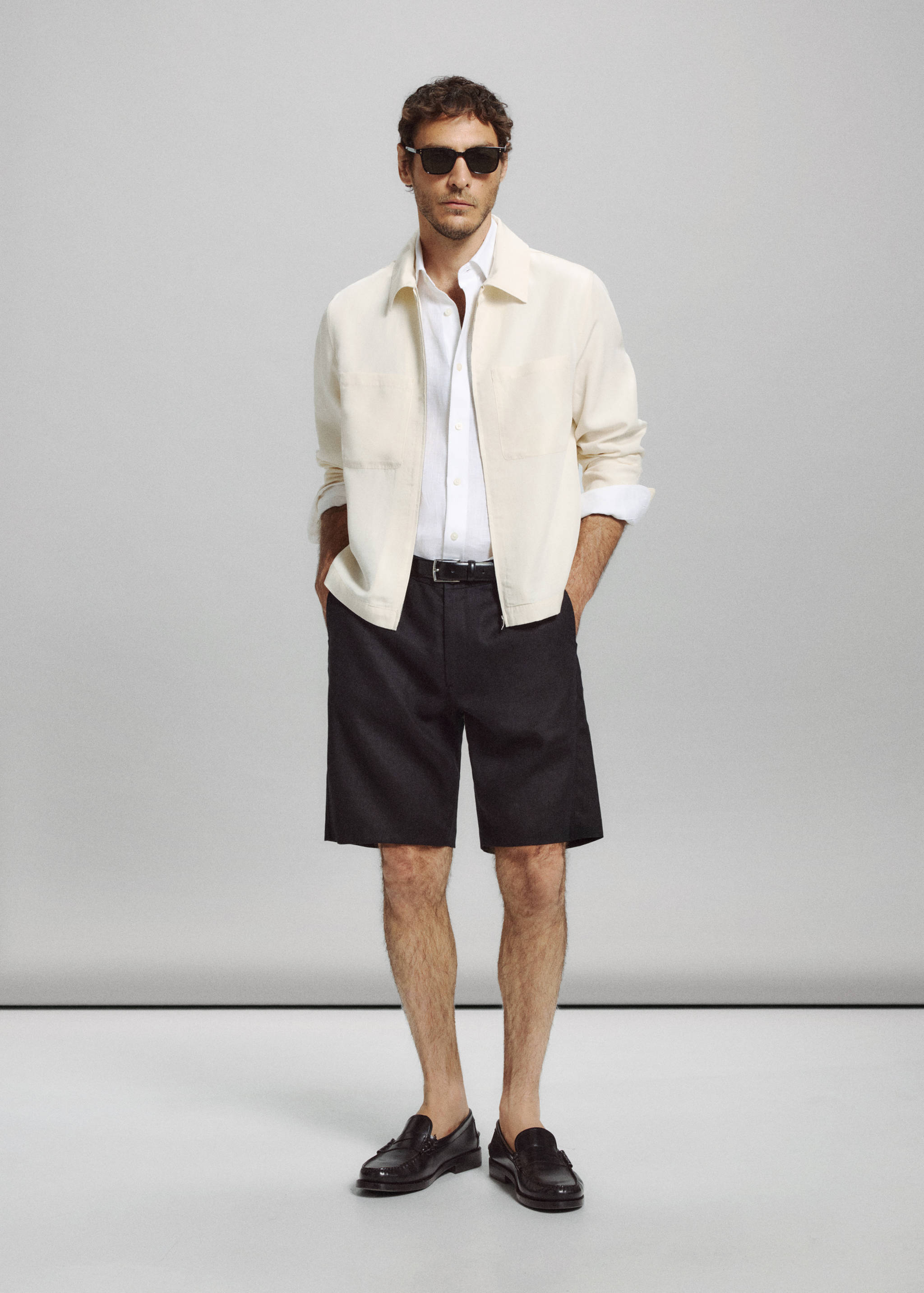 Slim fit jack met zakken van lyocell-linnen - Overzichtstekening