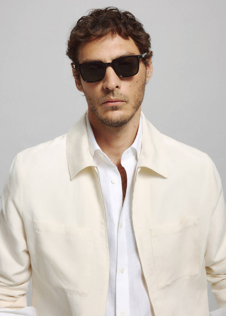 Slim fit lyocell linen jacket with pockets — Off White