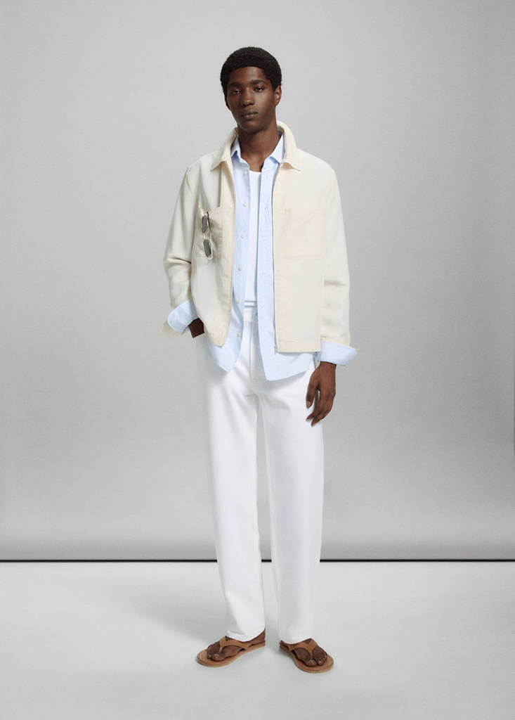 Slim fit lyocell linen jacket with pockets — Off White