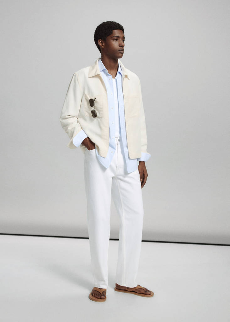 Slim fit lyocell linen jacket with pockets — Off White