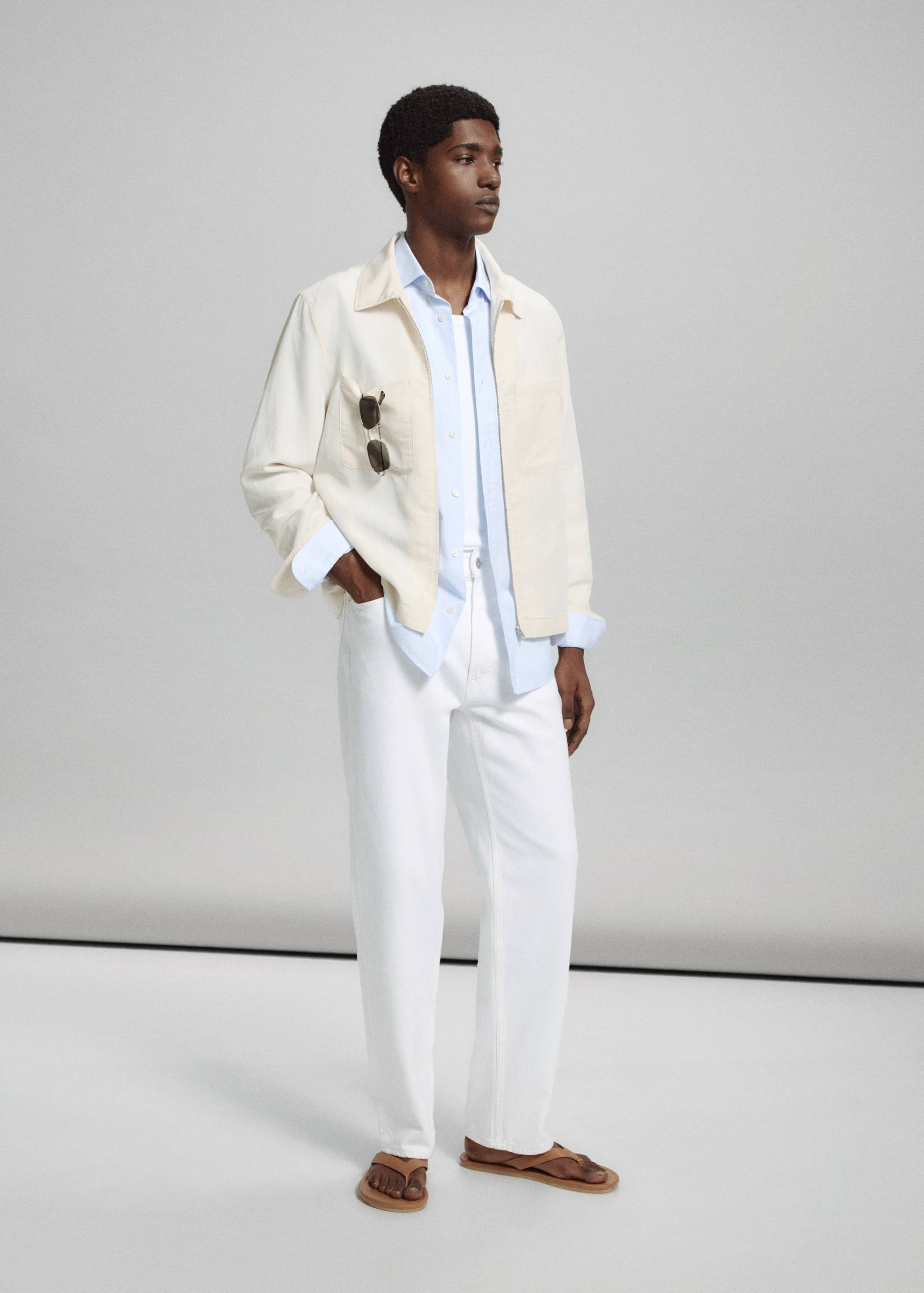 Slim fit lyocell linen jacket with pockets - Details of the article 1