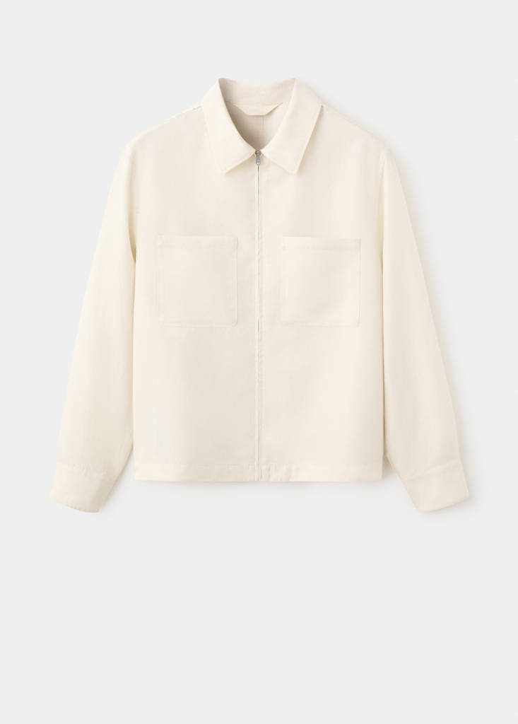 Slim fit lyocell linen jacket with pockets — Off White