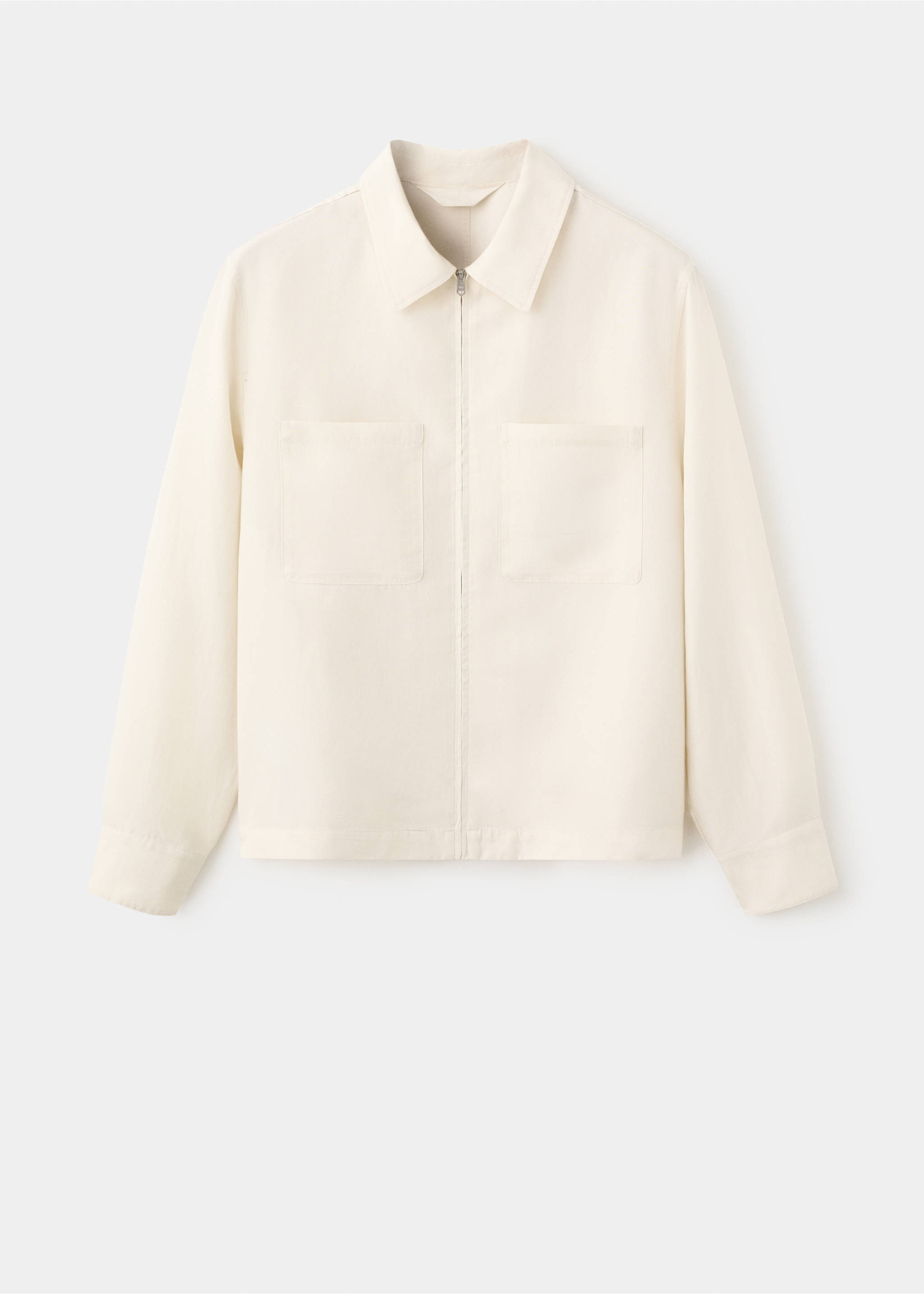 Slim fit lyocell linen jacket with pockets - Article without model, Off White. Ref: 37002892-00.