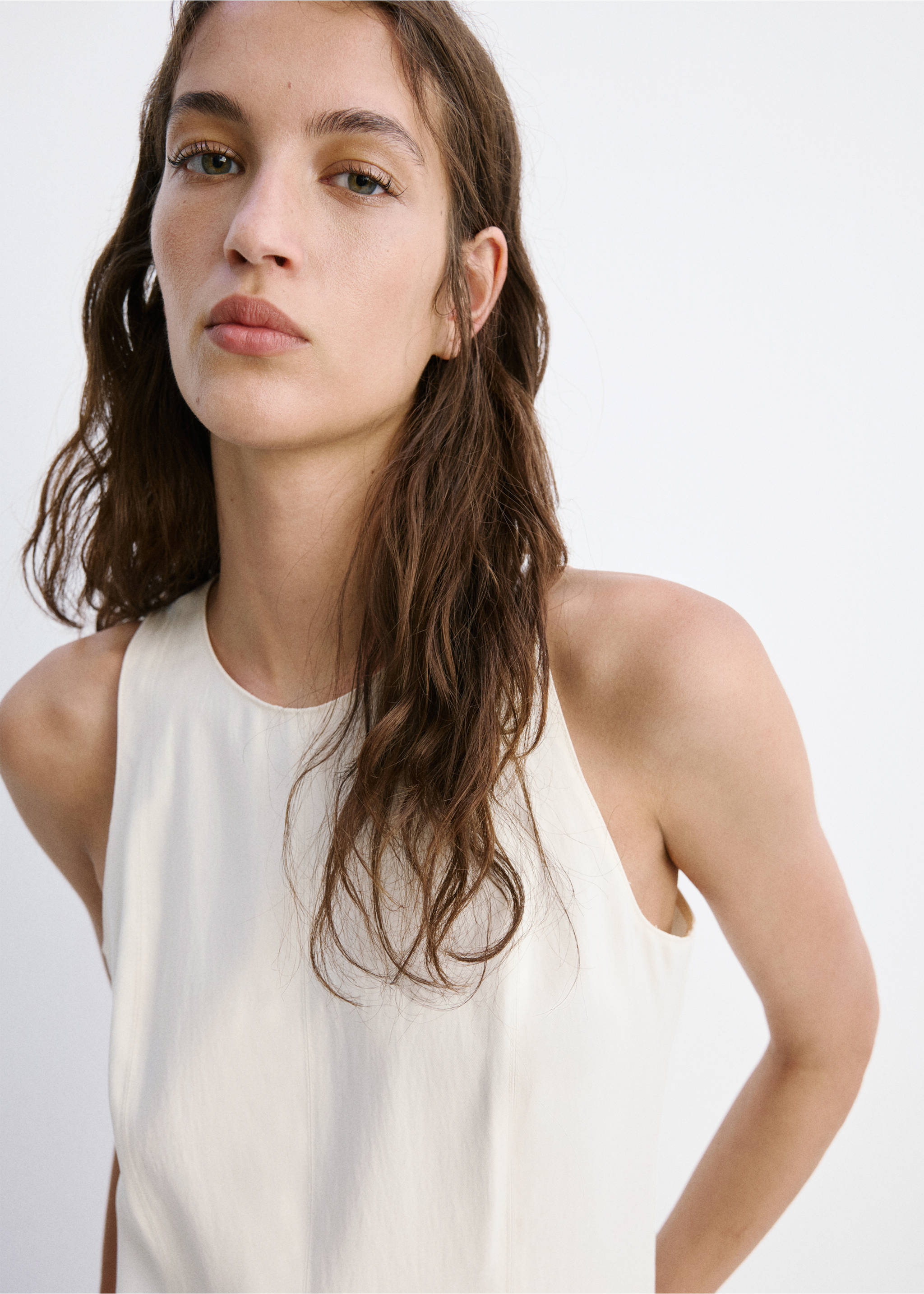 Dress pepa - Details of the article 1, Ecru. Ref: 37002895-00.