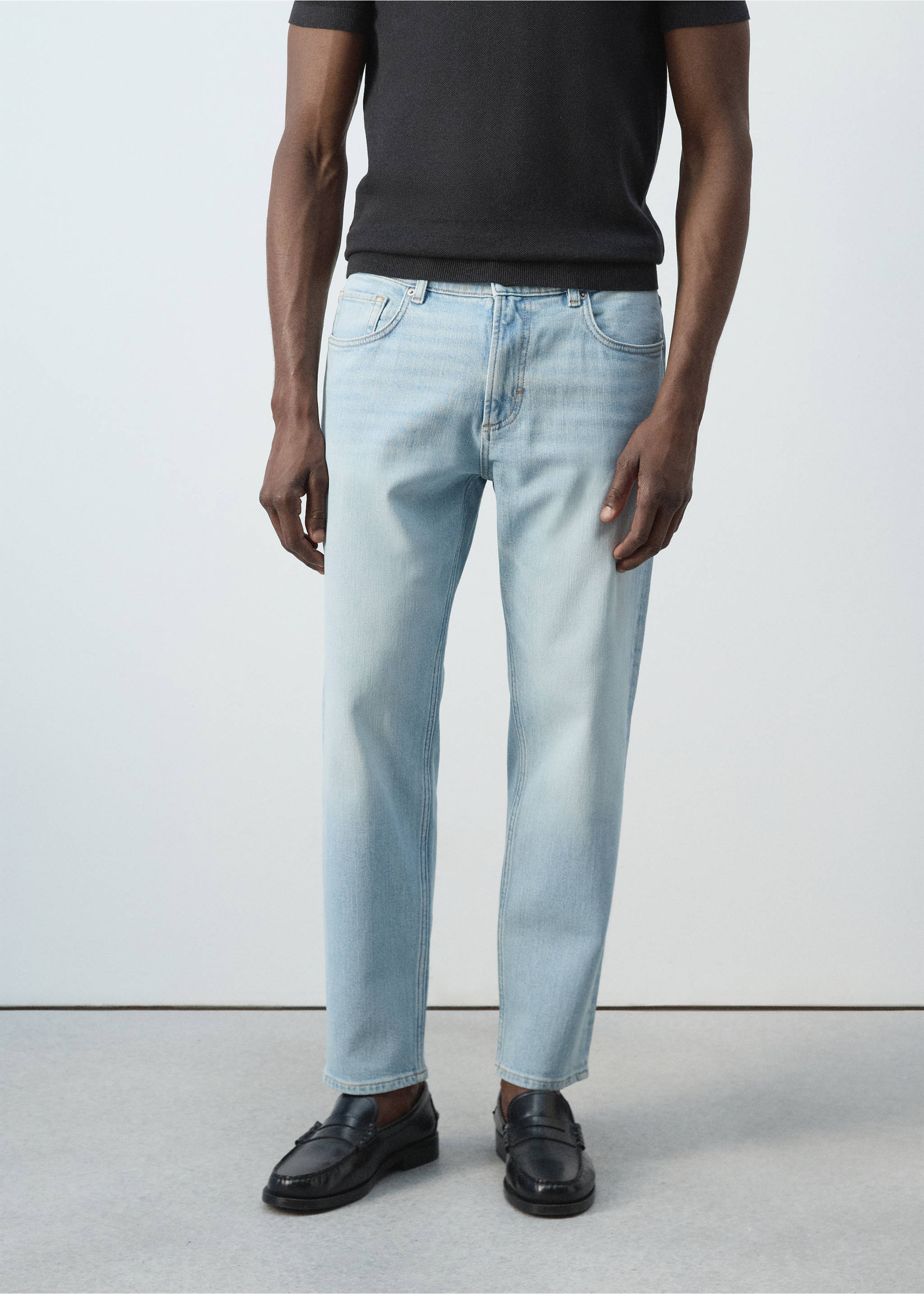 Ben cropped tapered-fit jeans - Medium plane, Light Blue. Ref: 37002898-00.