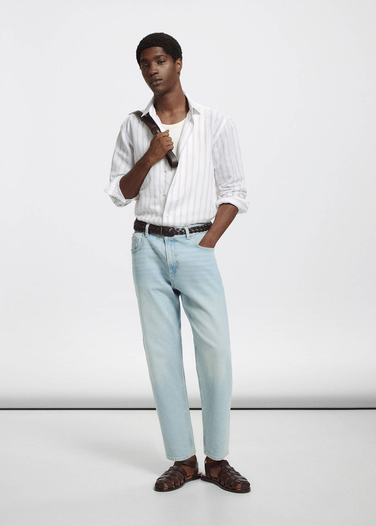 Ben cropped tapered-fit jeans — Light Blue