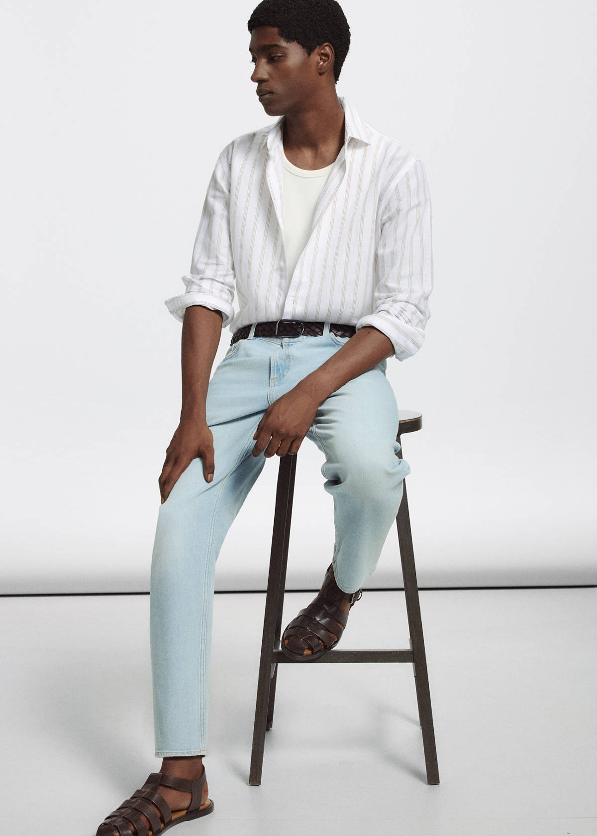Ben cropped tapered-fit jeans — Light Blue