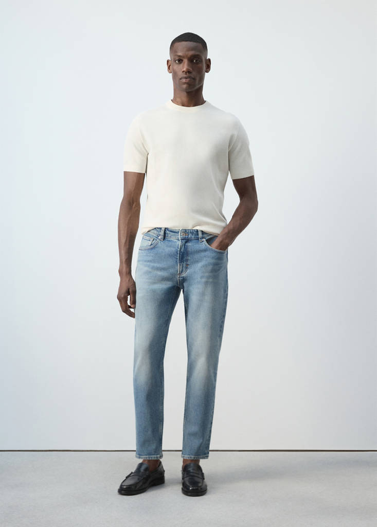 Jeansy Ben cropped tapered fit jasnoniebieski vintage - Mężczyzna - 38 - MANGO MAN
