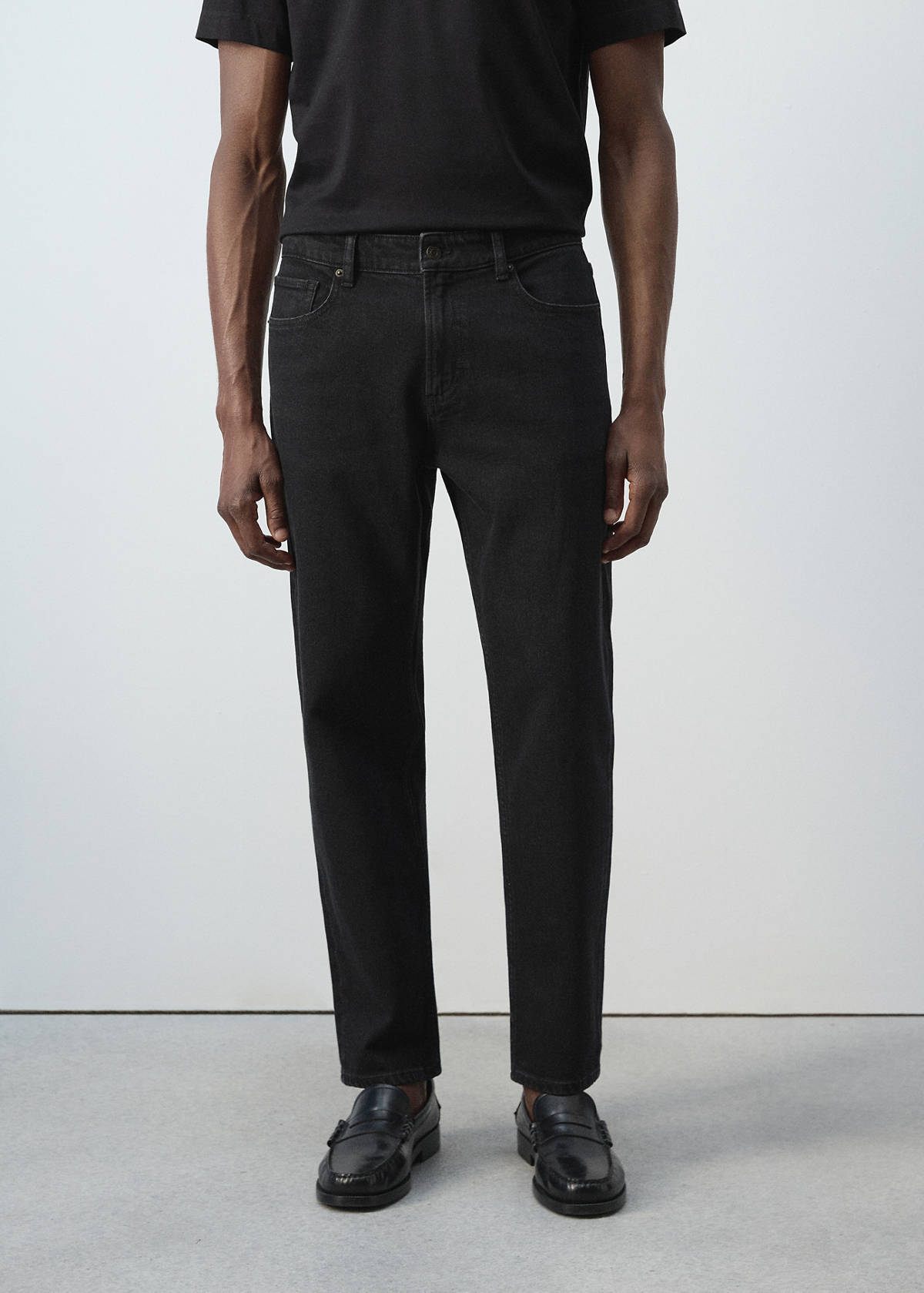 Ben cropped tapered-fit jeans — Black denim