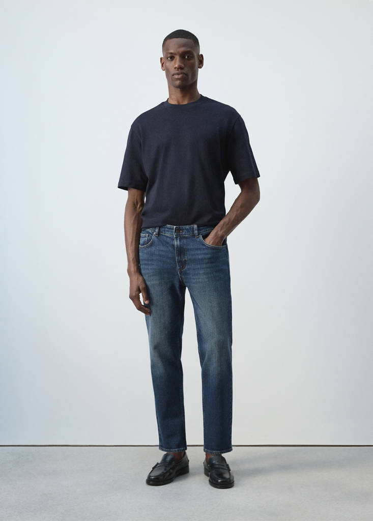 Jeansy Ben cropped tapered fit ciemnoniebieski - Mężczyzna - 40 - MANGO MAN