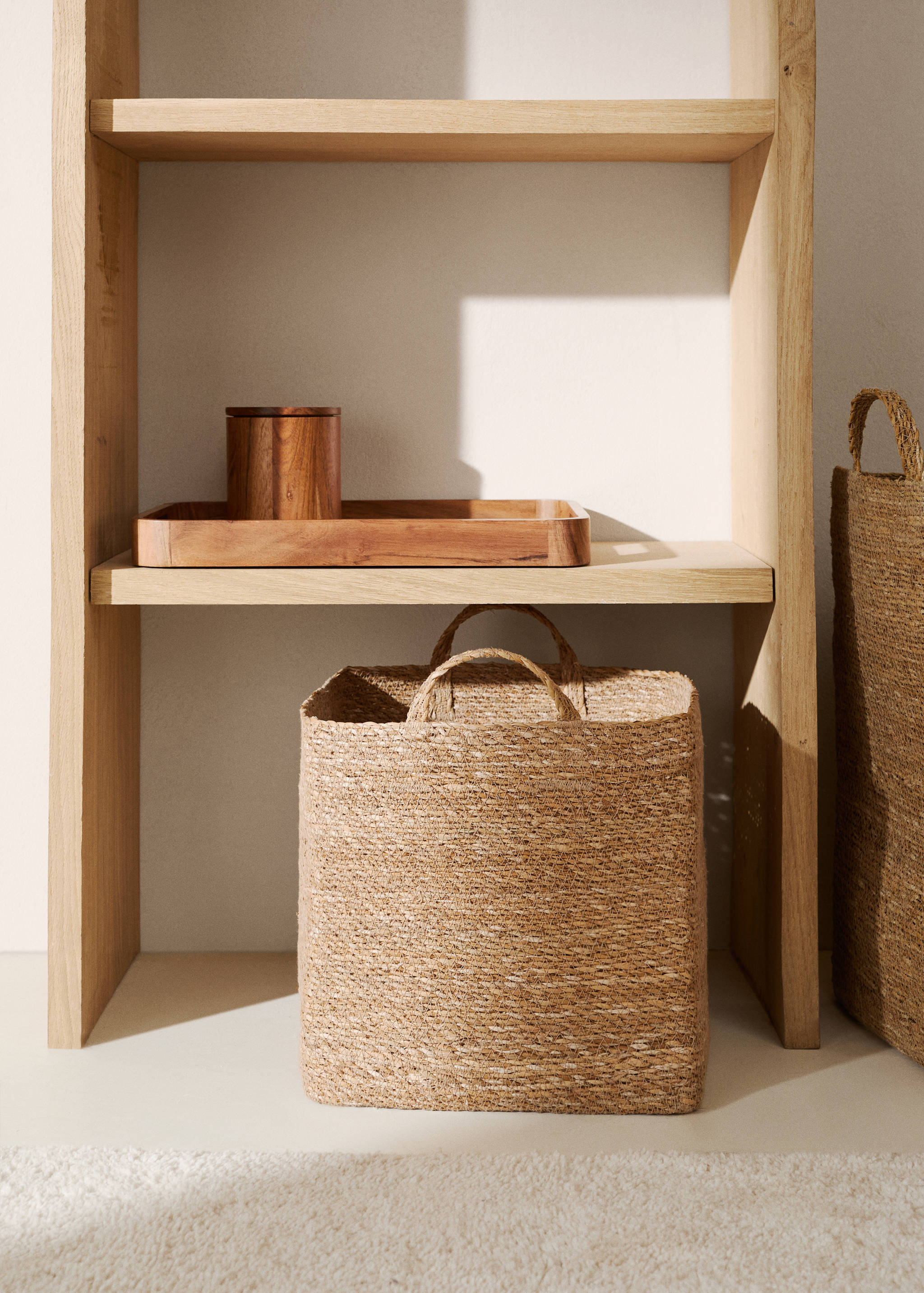 Cistella rectangular fibres naturals petita - Pla general