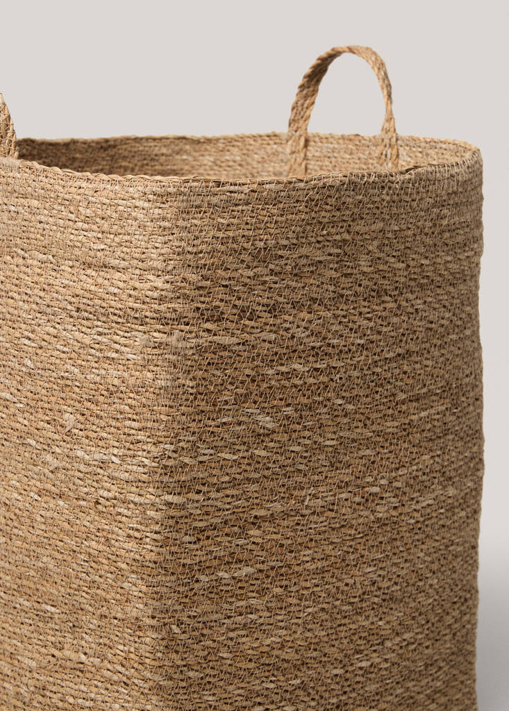 Small natural fibre rectangular basket — Brown
