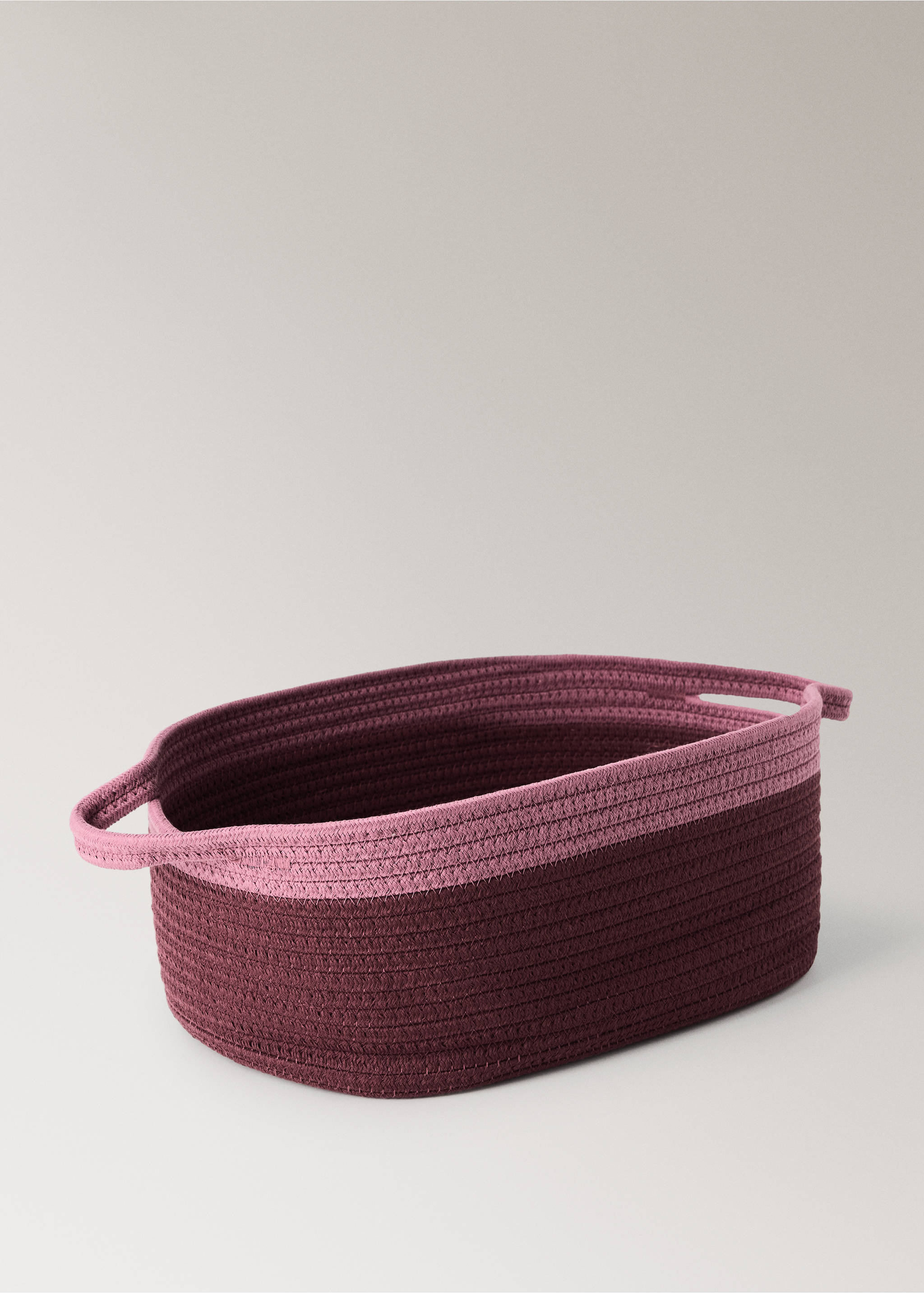 Two-tone basket, 100% cotton - Details of the article 1, Burgundy. Ref: 37002915-00.