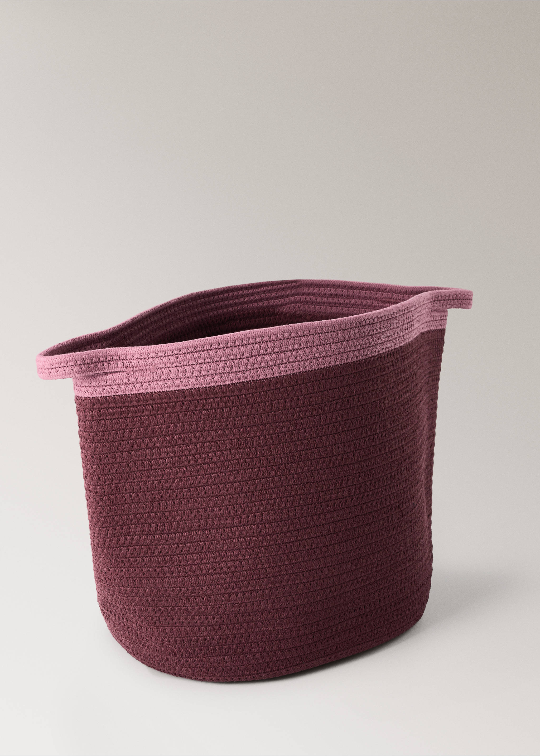 Two-tone basket, 100% cotton - Details of the article 1, Burgundy. Ref: 37002916-00.