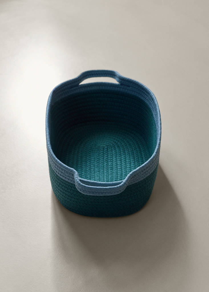 Two-tone basket, 100% cotton — Petrol Blue