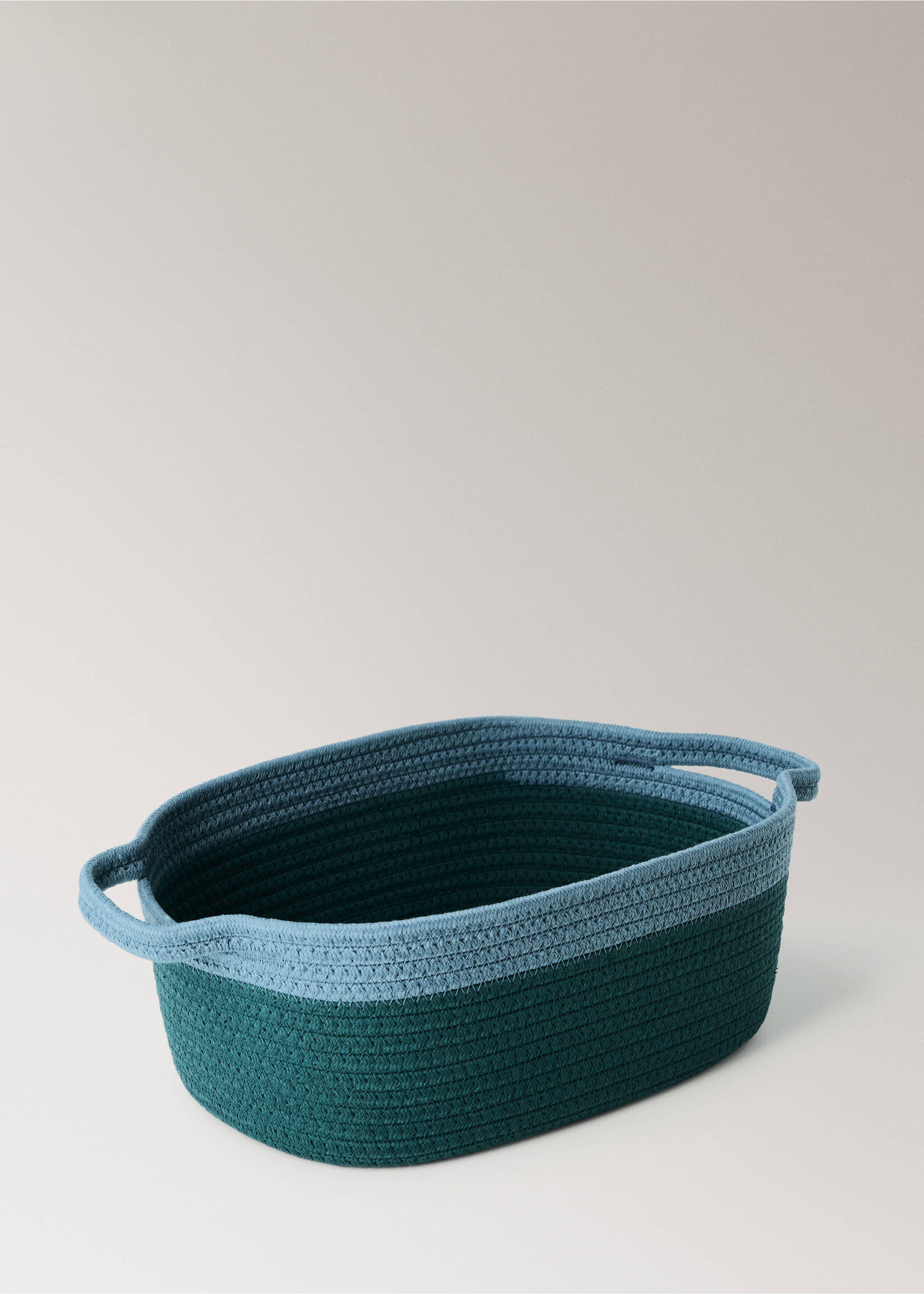 Two-tone basket, 100% cotton - Details of the article 1, Petrol Blue. Ref: 37002917-00.