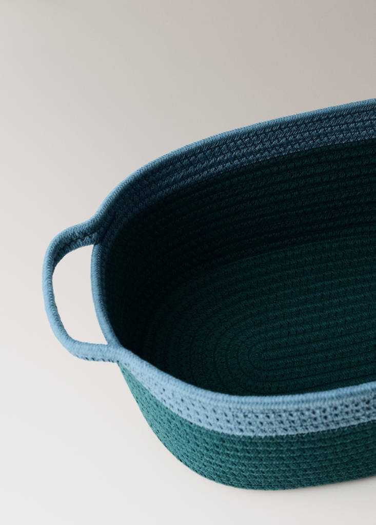 Two-tone basket, 100% cotton — Petrol Blue