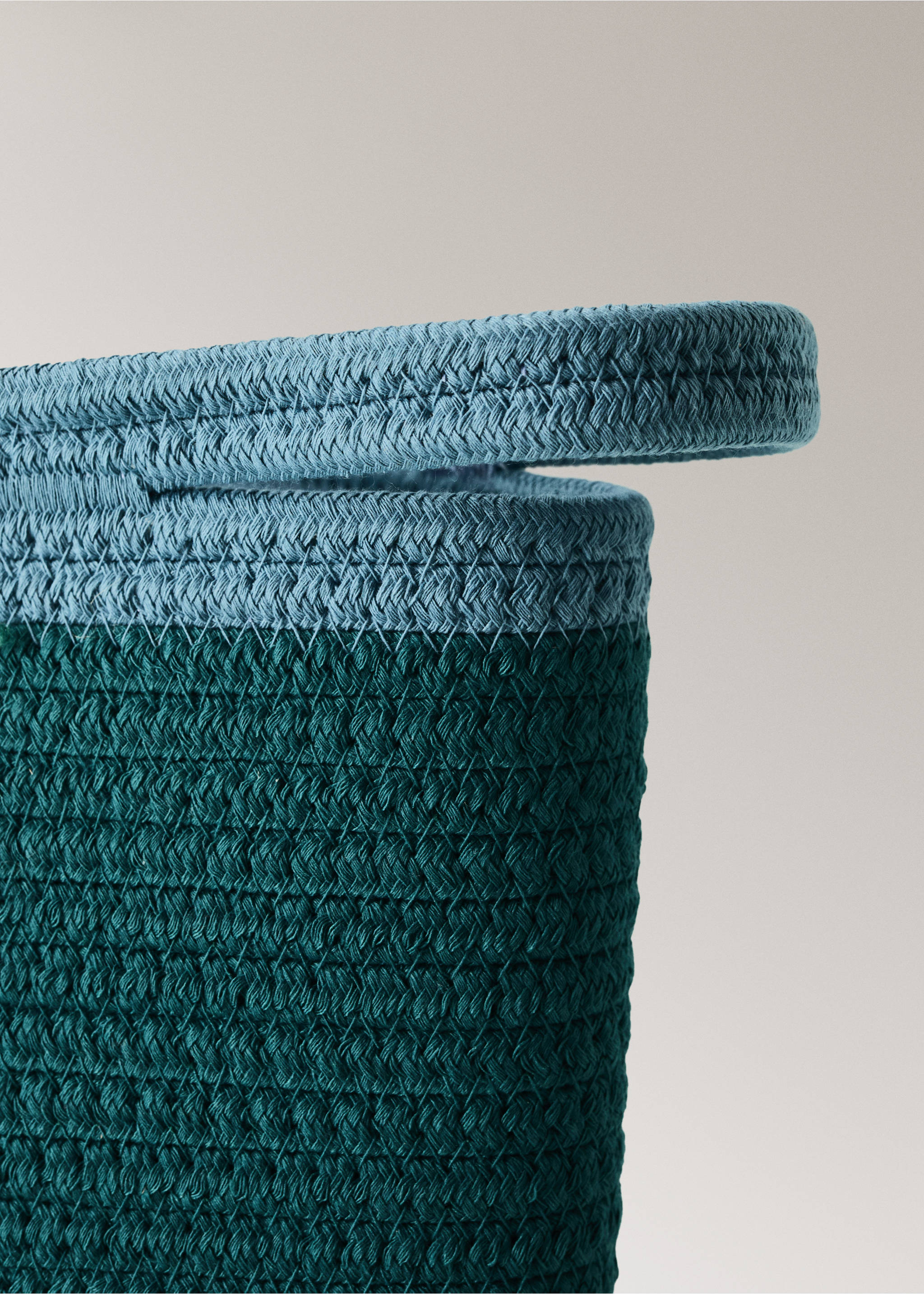 Two-tone basket, 100% cotton - Details of the article 2, Petrol Blue. Ref: 37002918-00.