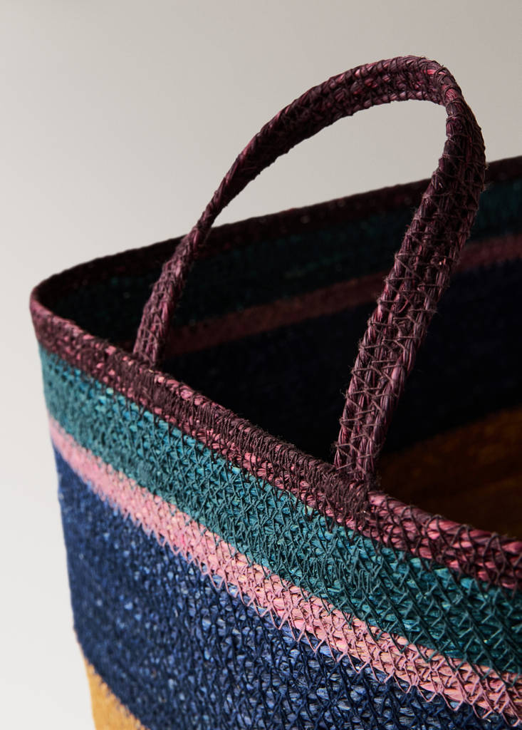 Striped colour basket — Indigo Blue