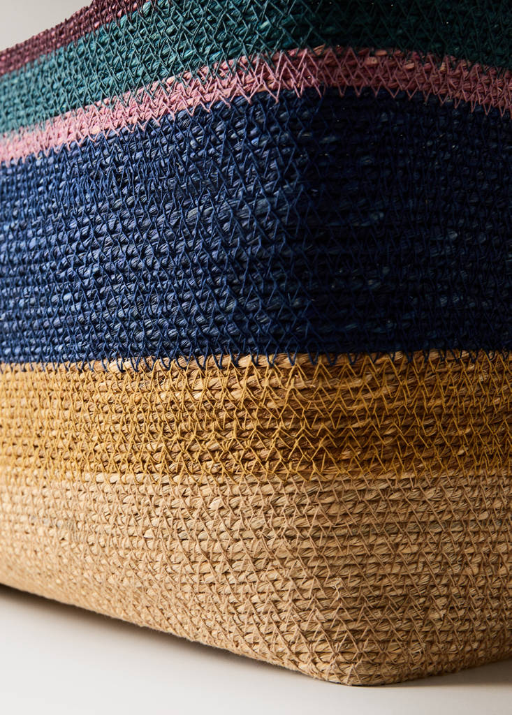 Striped colour basket — Indigo Blue