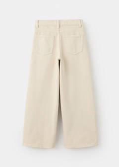 Wide leg jeans with floral embroidery — Ecru 5