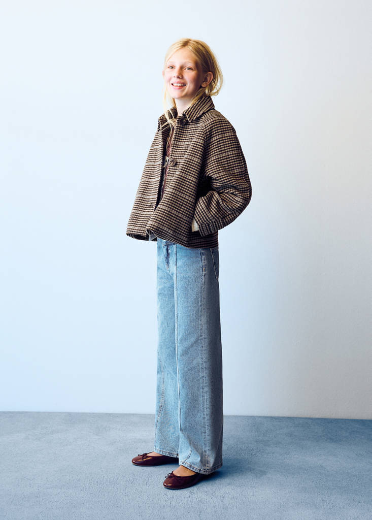 Wide-leg double-button jeans — Medium Blue