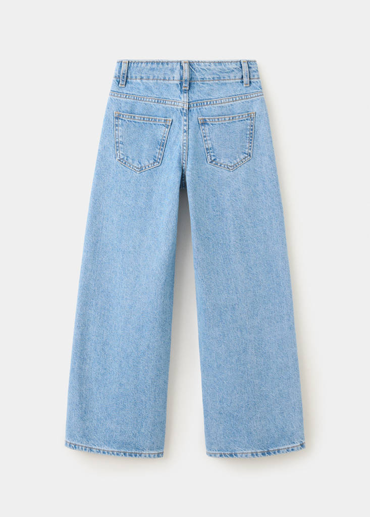 Wide-leg double-button jeans — Medium Blue