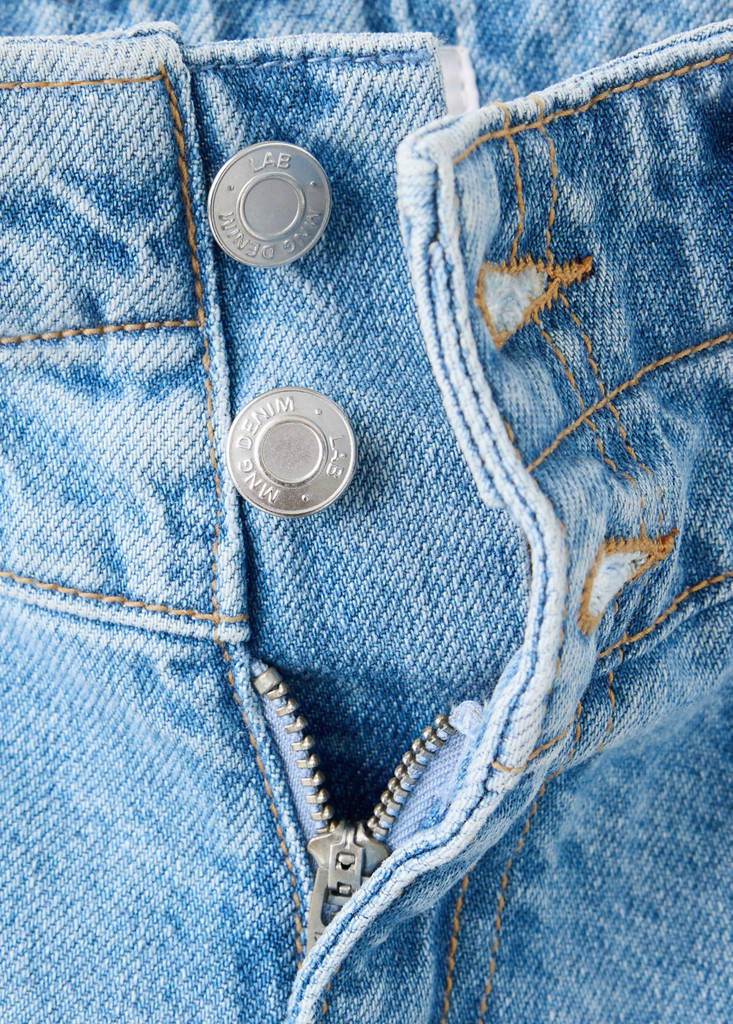Wide-leg double-button jeans — Medium Blue