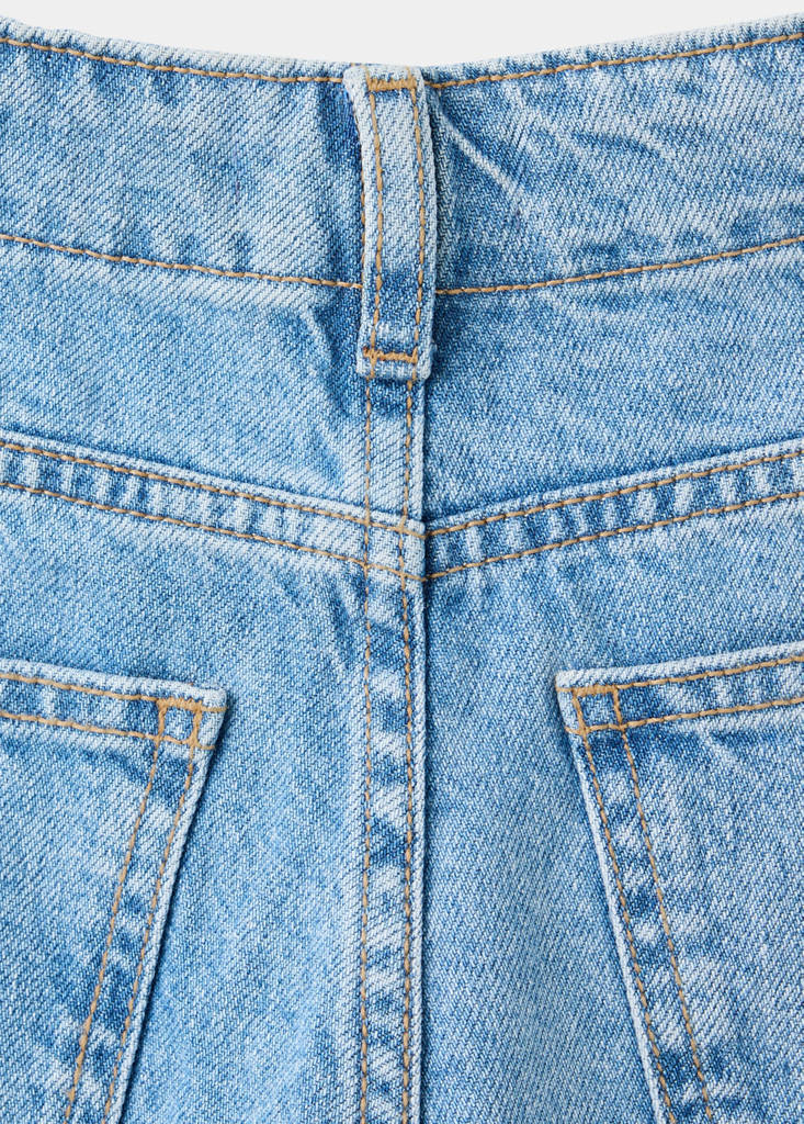 Wide-leg double-button jeans — Medium Blue