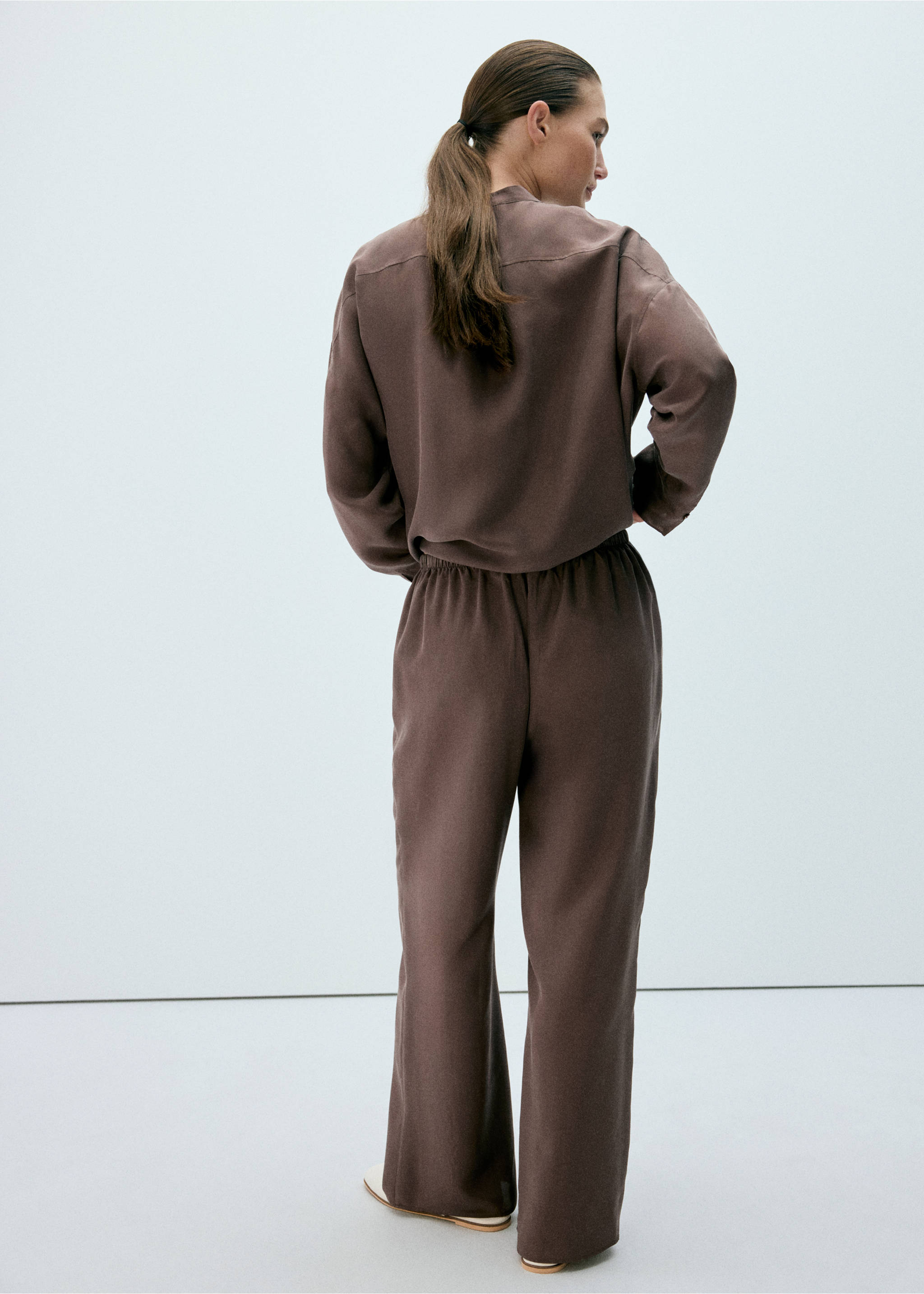 Pyjama pants 100% silk - Reverse of the article, Brown. Ref: 37002922-00.