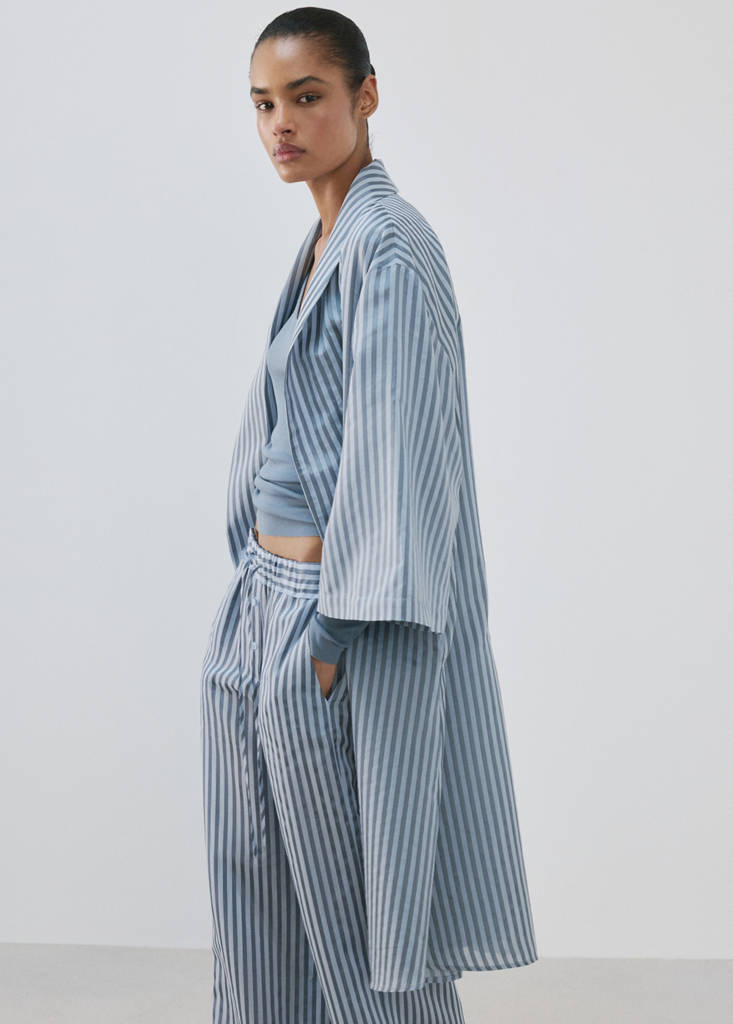 Silk blend striped pyjama bottoms — Blue