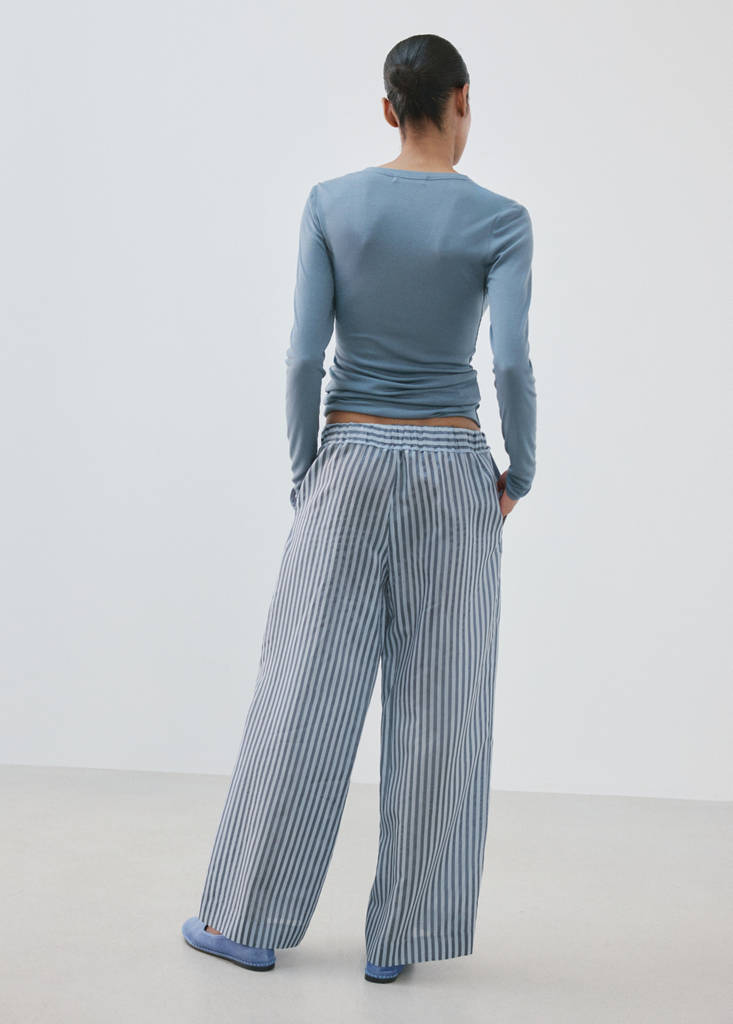 Silk blend striped pyjama bottoms — Blue
